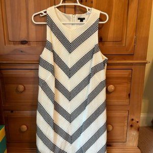 Ann Taylor Embroidered Dot Striped Dress